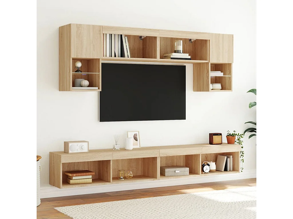 Berkfield TV Cabinet with LED Lights Sonoma Oak 100x30x30 cm