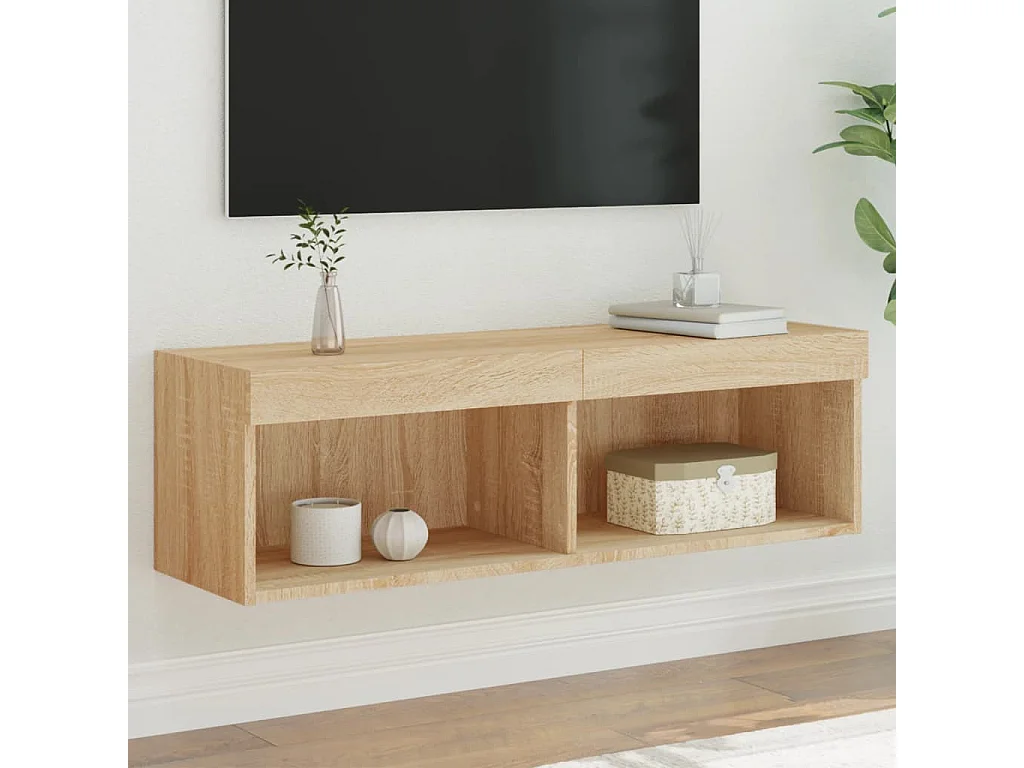 Berkfield TV Cabinet with LED Lights Sonoma Oak 100x30x30 cm