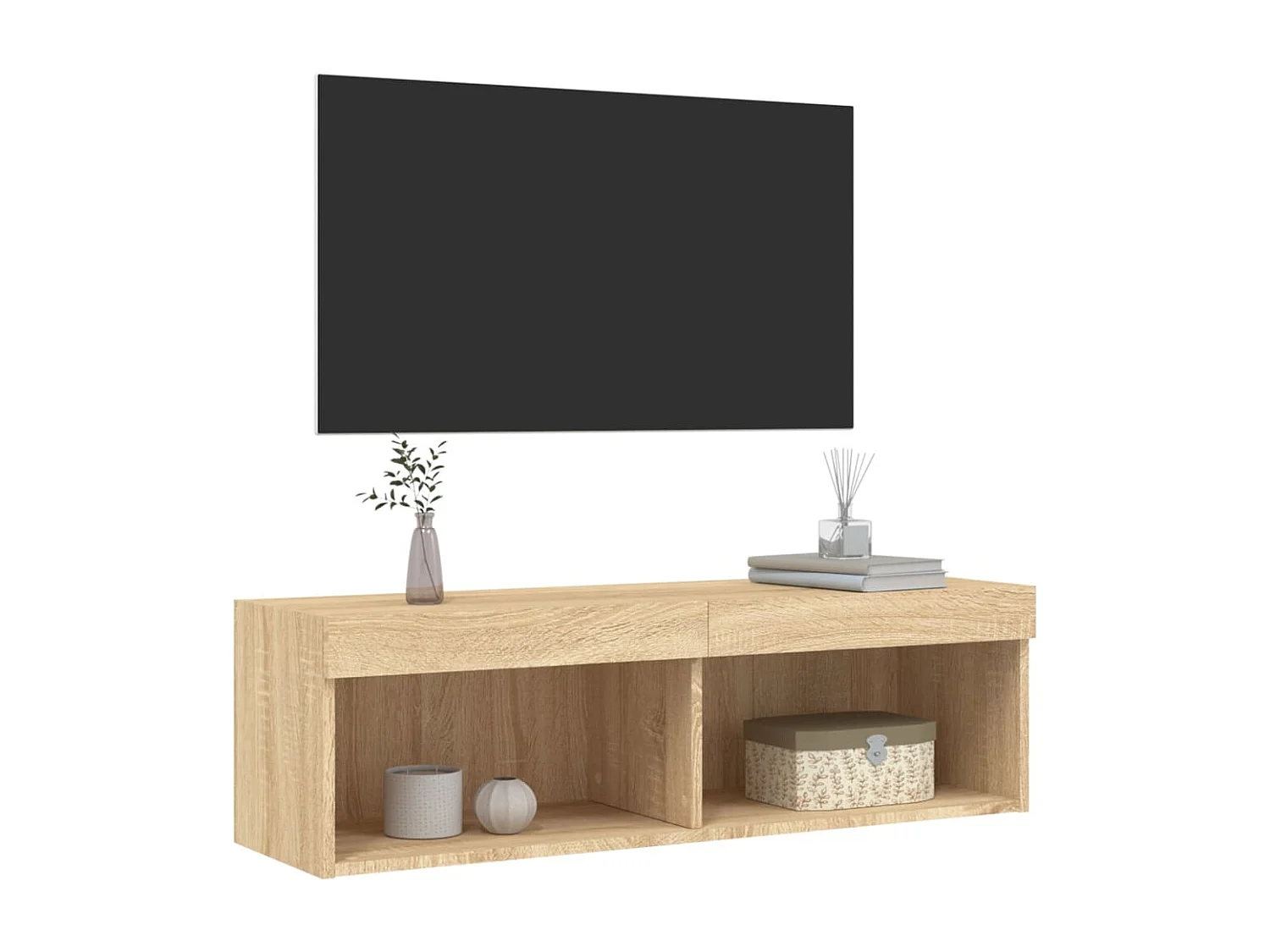 Berkfield TV Cabinet with LED Lights Sonoma Oak 100x30x30 cm