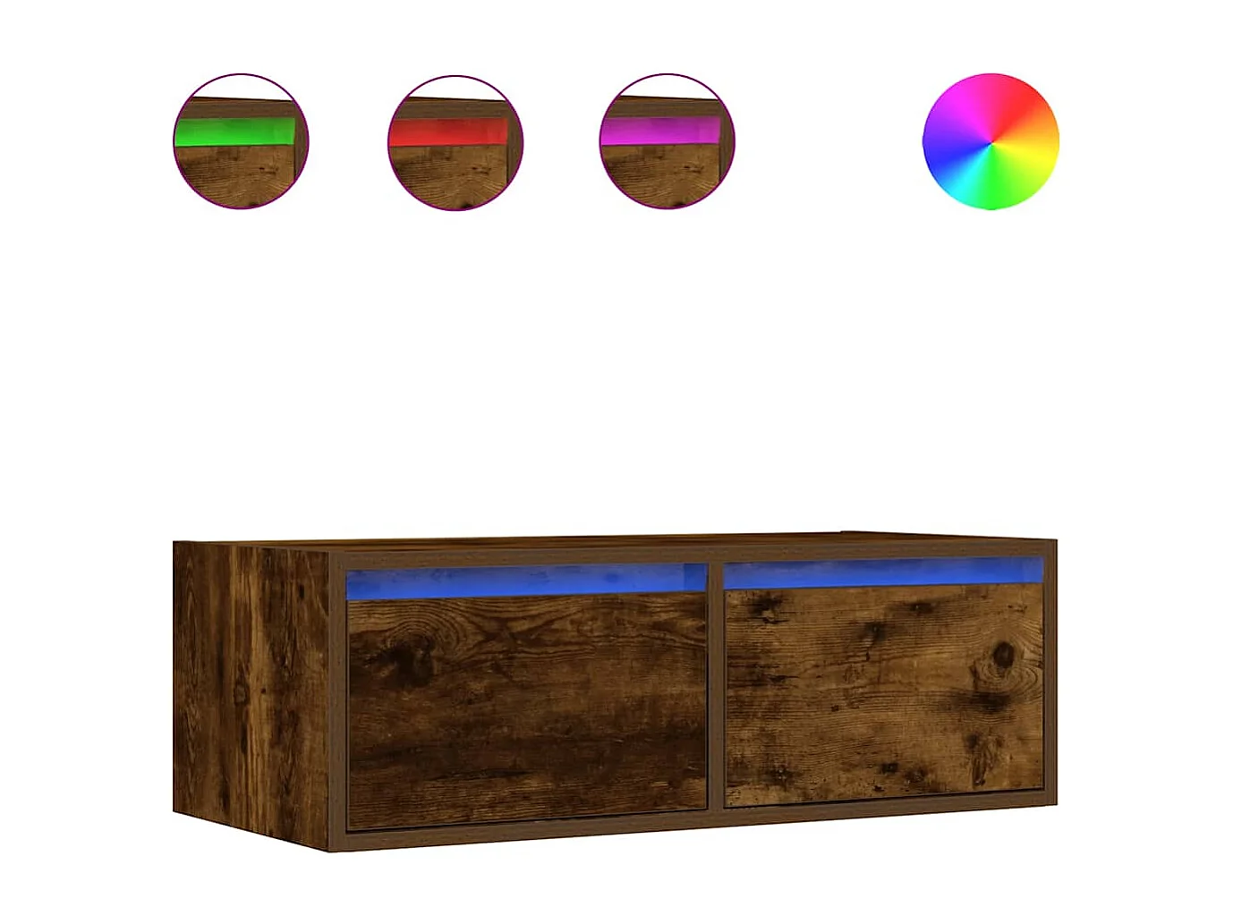 Berkfield TV Cabinet with LED Lights Smoked Oak 75x35.5x25 cm