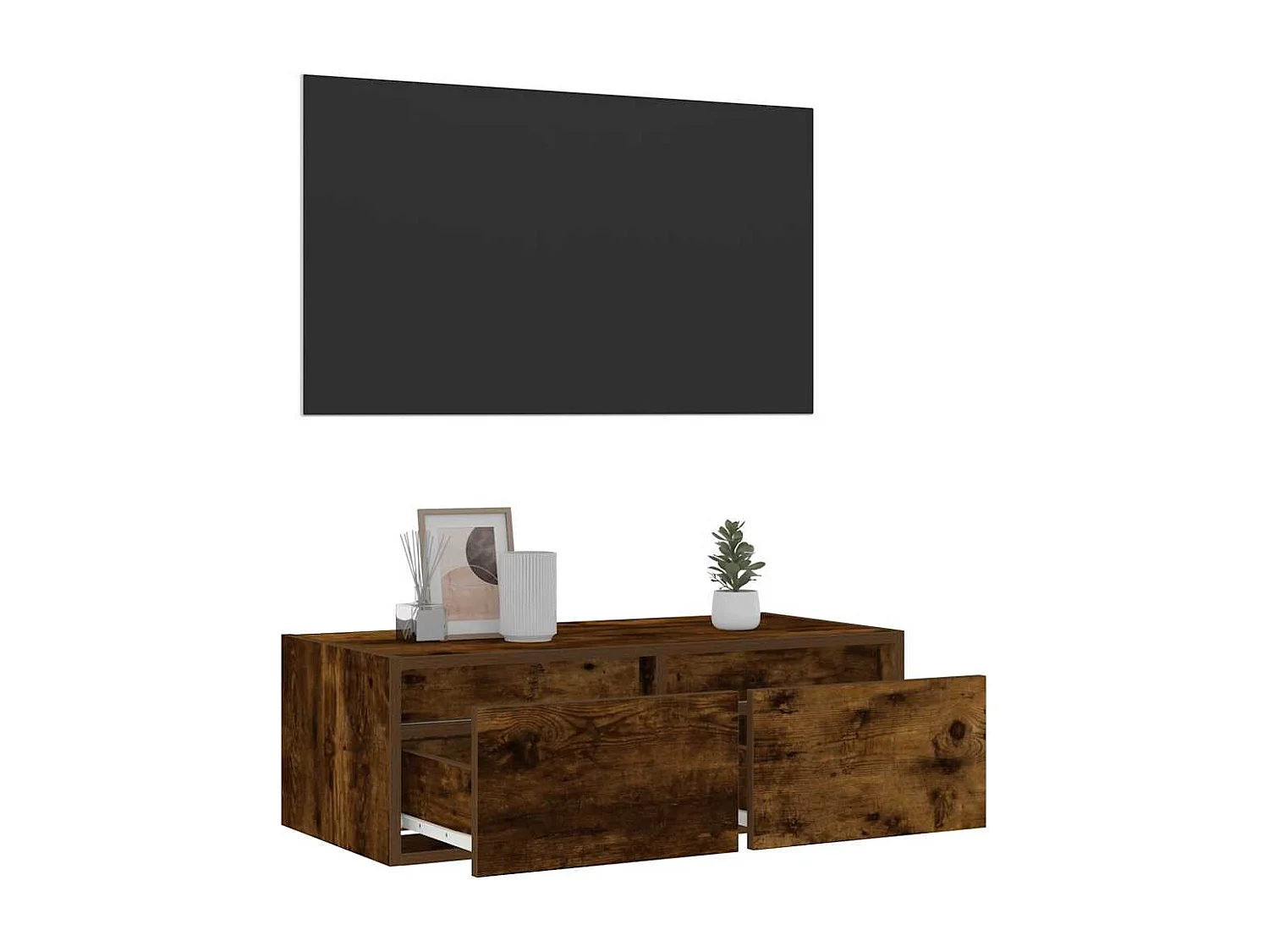 Berkfield TV Cabinet with LED Lights Smoked Oak 75x35.5x25 cm