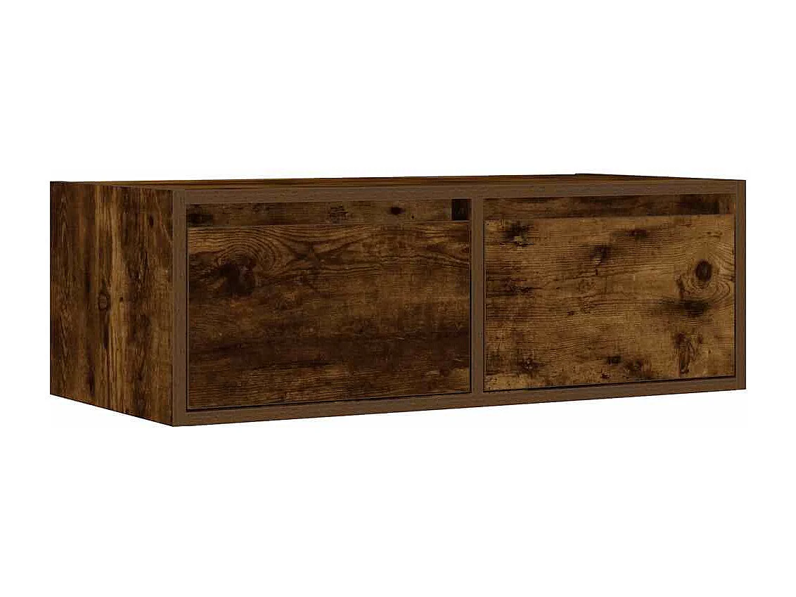 Berkfield TV Cabinet with LED Lights Smoked Oak 75x35.5x25 cm