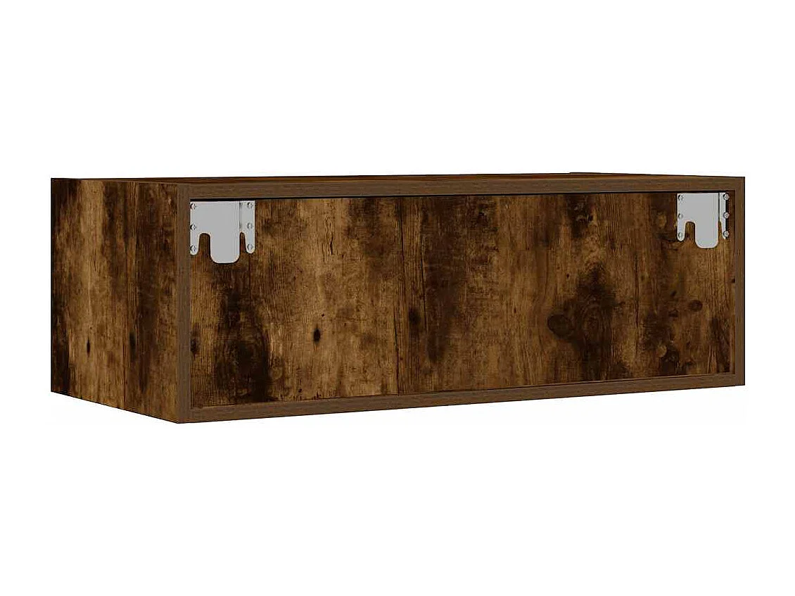 Berkfield TV Cabinet with LED Lights Smoked Oak 75x35.5x25 cm