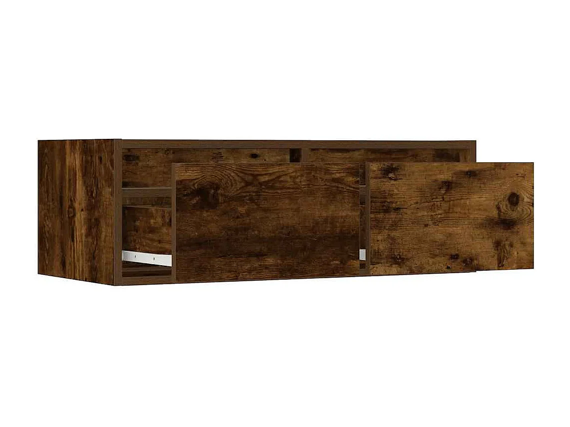 Berkfield TV Cabinet with LED Lights Smoked Oak 75x35.5x25 cm