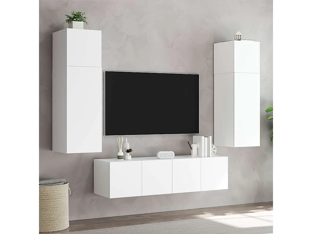 Berkfield TV Wall Cabinet with LED Lights White 80x35x31 cm