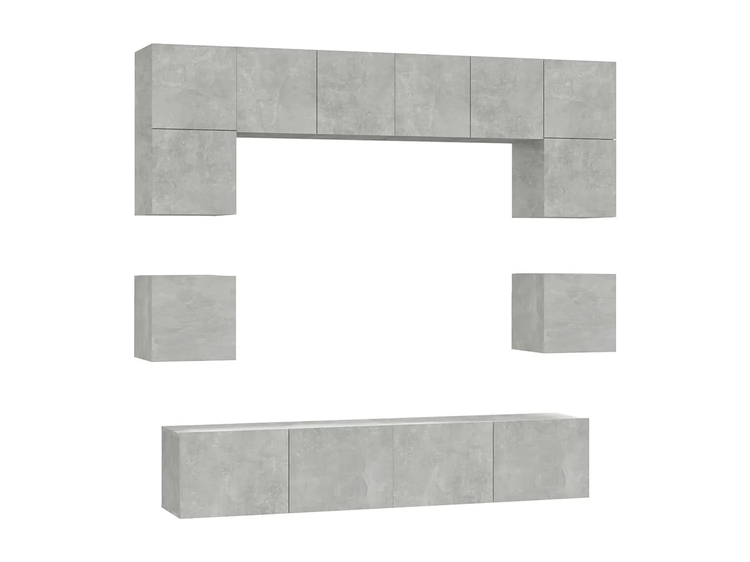 Berkfield 8 Piece TV Cabinet Set Concrete Grey Engineered Wood
