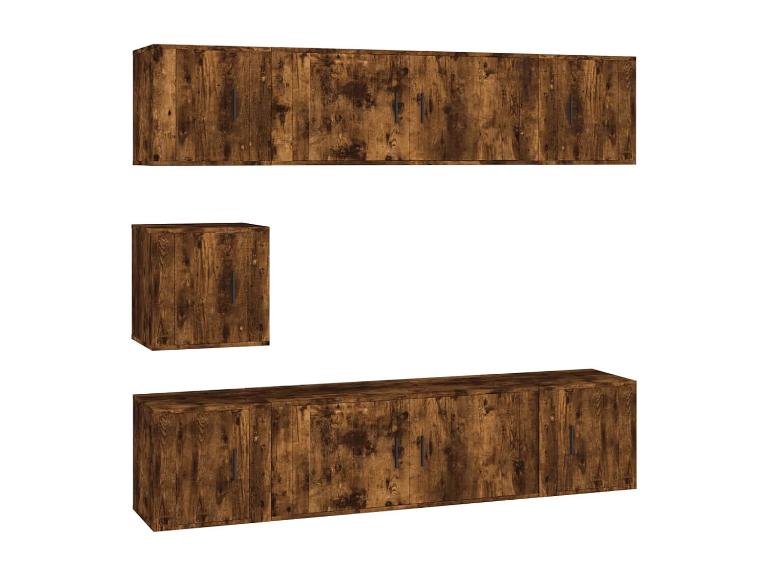 Berkfield 7 Piece TV Cabinet Set Smoked Oak Engineered Wood