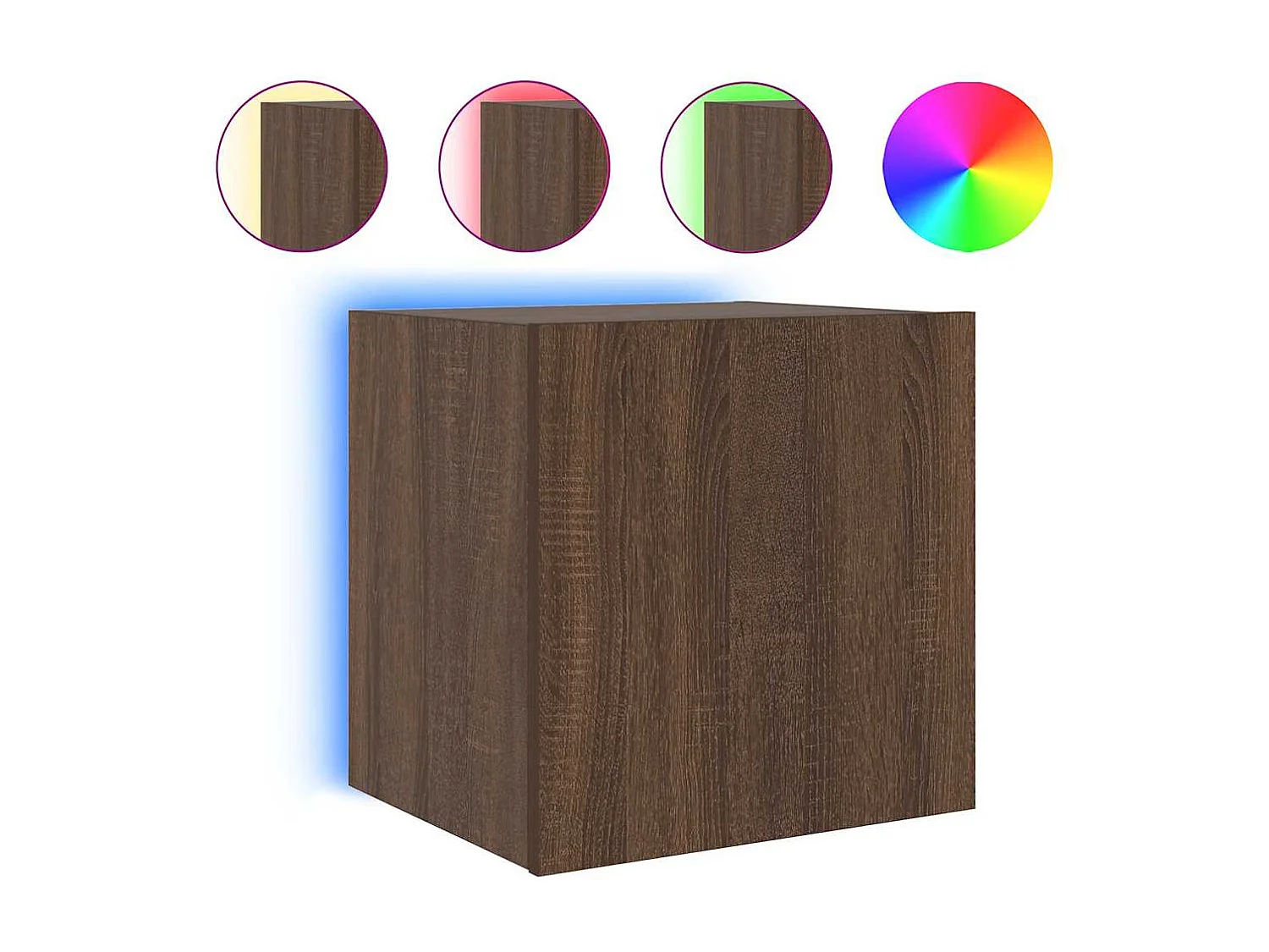 Berkfield TV Wall Cabinet with LED Lights Brown Oak 40.5x35x40 cm