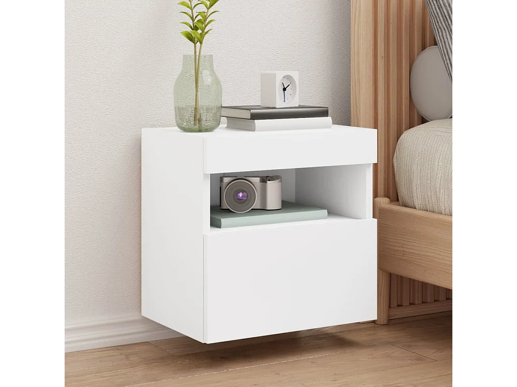 Berkfield TV Wall Cabinet with LED Lights White 40x30x40 cm