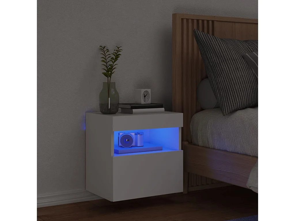 Berkfield TV Wall Cabinet with LED Lights White 40x30x40 cm