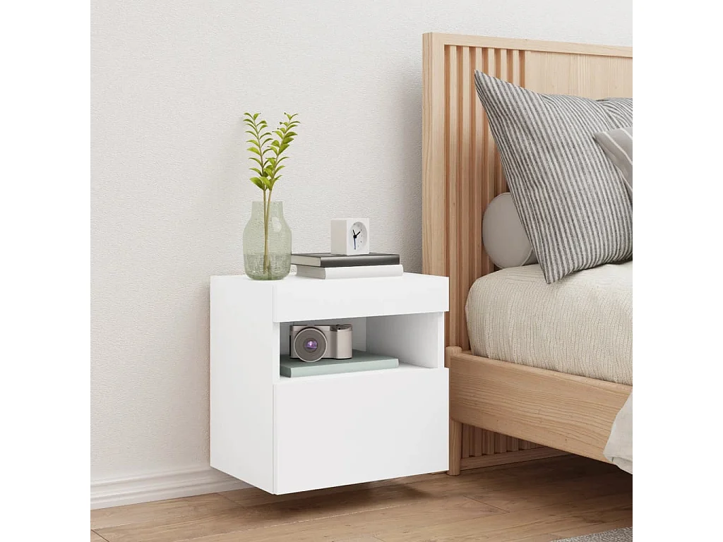 Berkfield TV Wall Cabinet with LED Lights White 40x30x40 cm