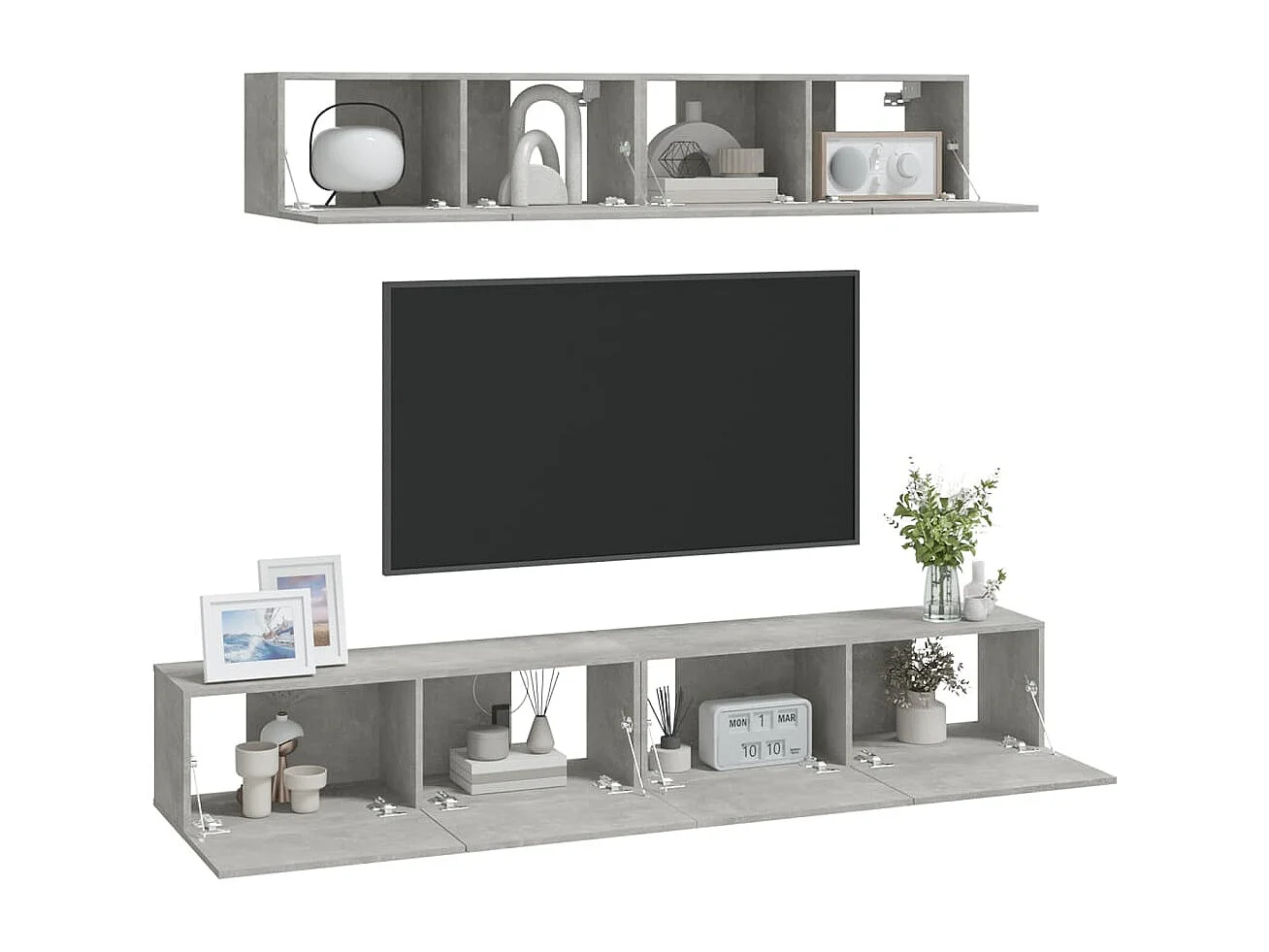 Berkfield 4 Piece TV Cabinet Set Concrete Grey Engineered Wood