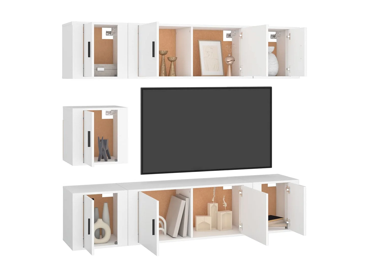 Berkfield 7 Piece TV Cabinet Set White Engineered Wood