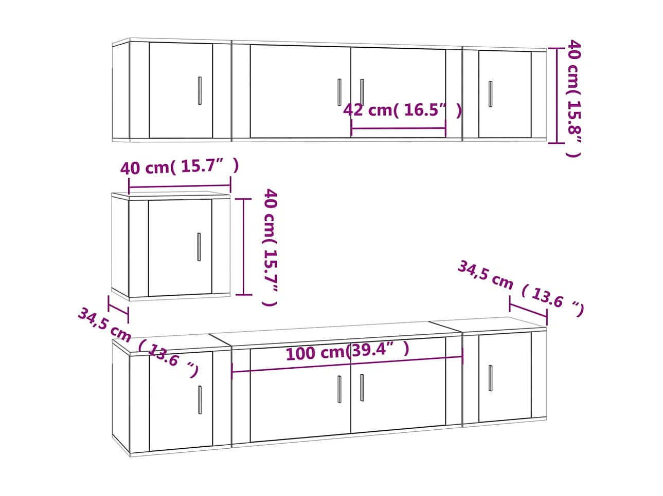 Berkfield 7 Piece TV Cabinet Set White Engineered Wood