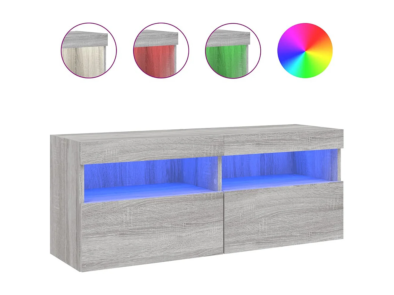 Berkfield TV Wall Cabinet with LED Lights Grey Sonoma 100x30x40 cm