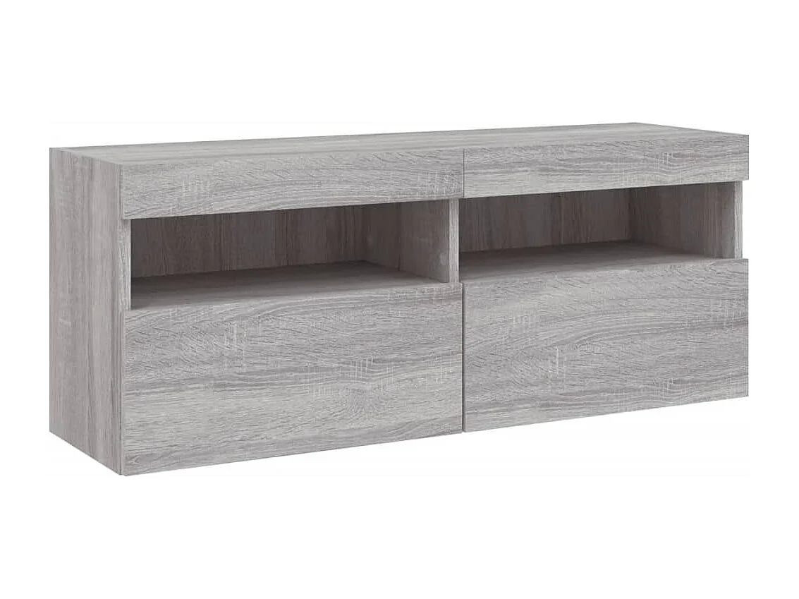 Berkfield TV Wall Cabinet with LED Lights Grey Sonoma 100x30x40 cm