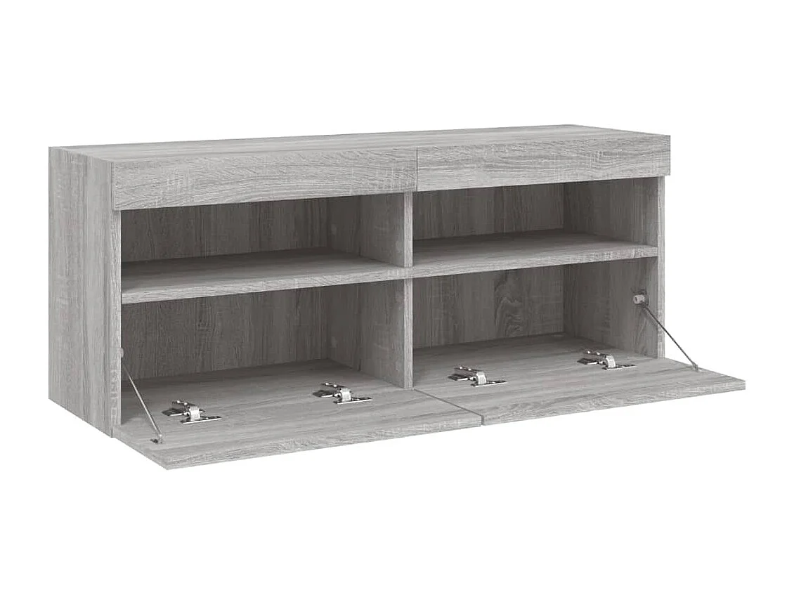 Berkfield TV Wall Cabinet with LED Lights Grey Sonoma 100x30x40 cm