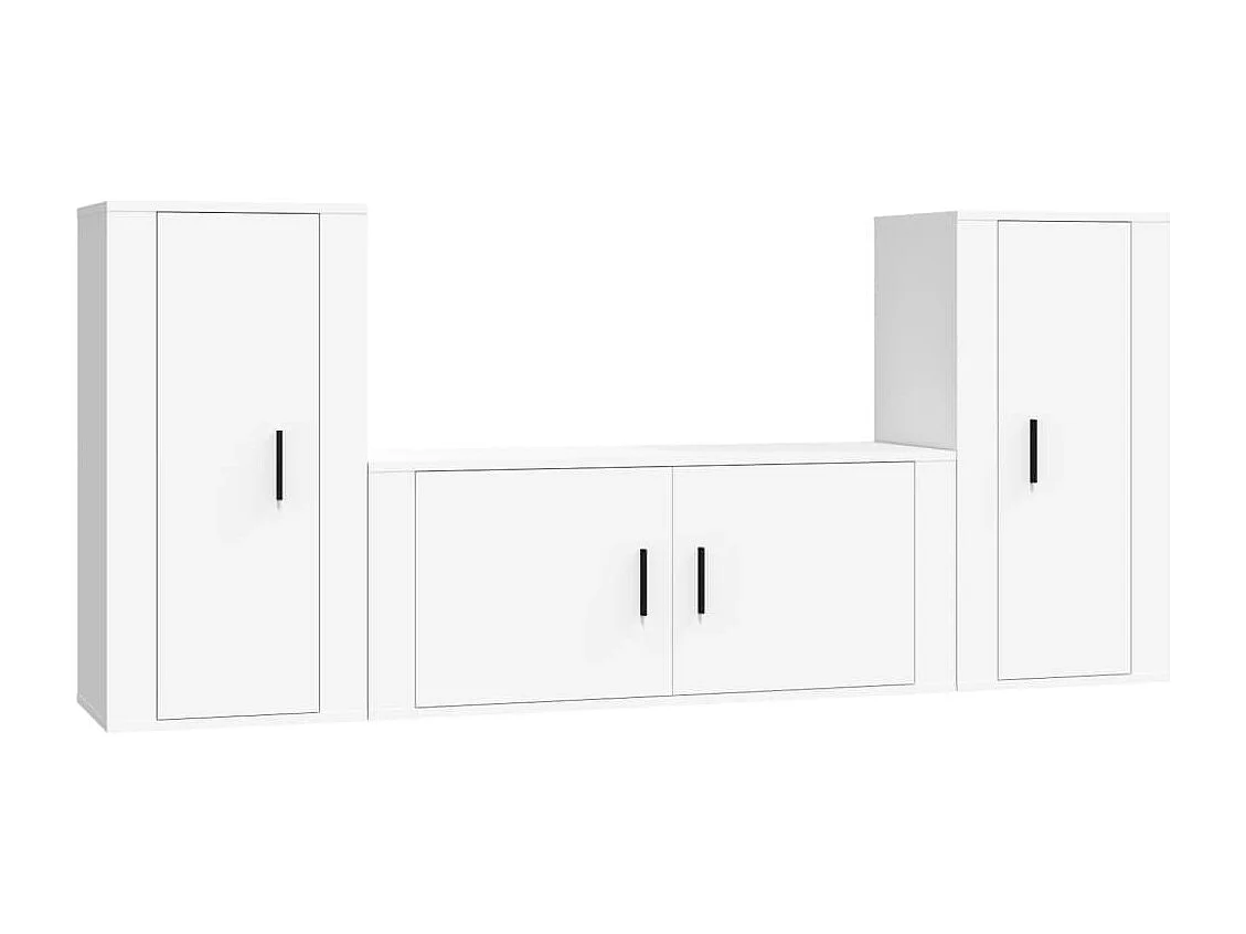 Berkfield 3 Piece TV Cabinet Set White Engineered Wood
