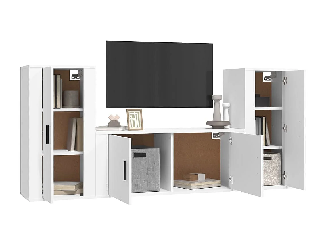 Berkfield 3 Piece TV Cabinet Set White Engineered Wood