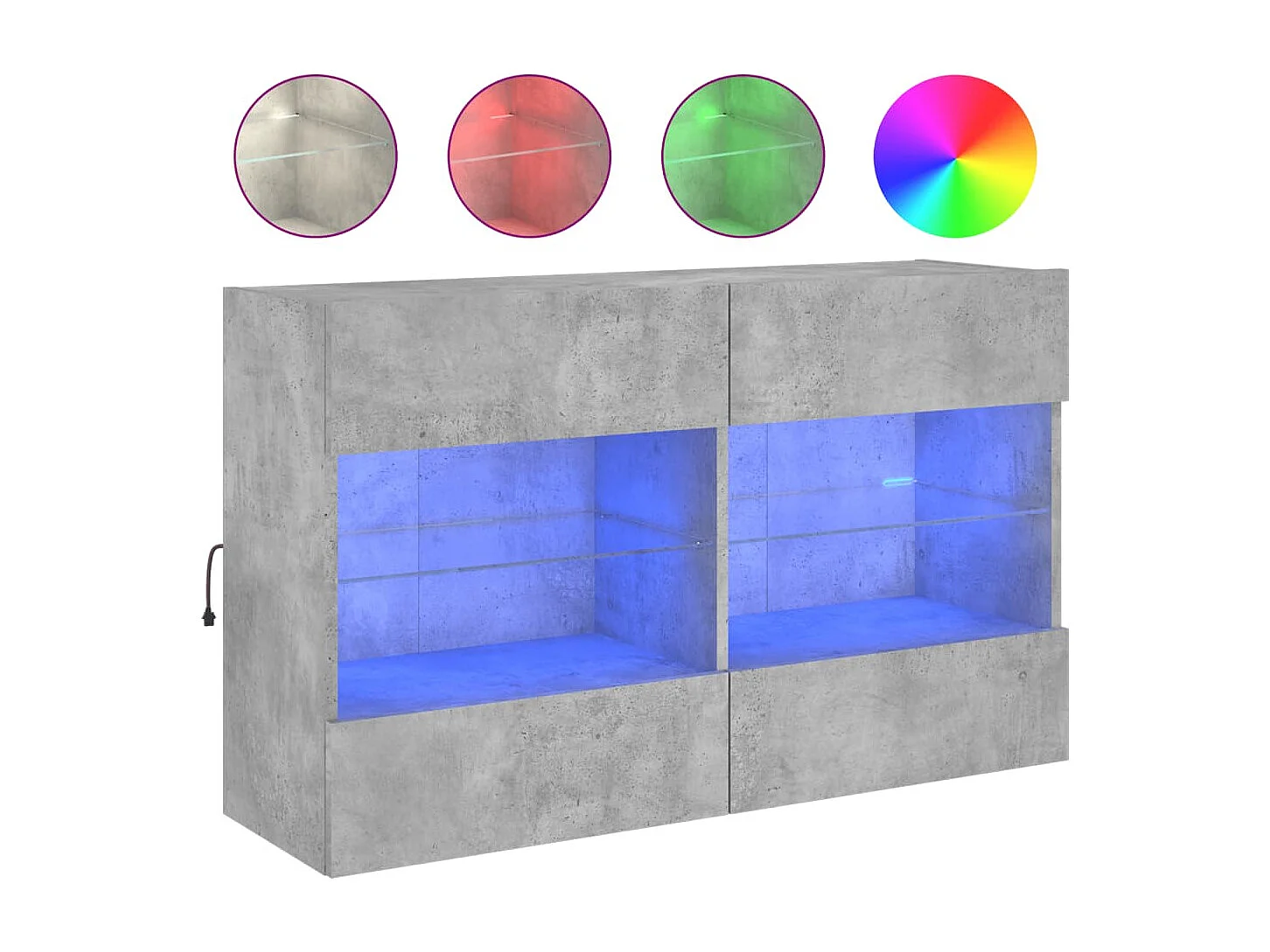 Berkfield TV Wall Cabinet with LED Lights Concrete Grey 98.5x30x60.5 cm