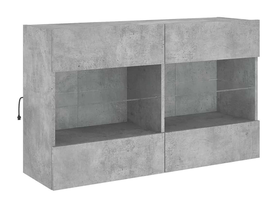 Berkfield TV Wall Cabinet with LED Lights Concrete Grey 98.5x30x60.5 cm