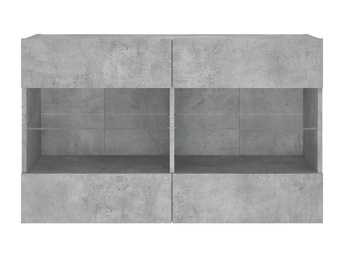Berkfield TV Wall Cabinet with LED Lights Concrete Grey 98.5x30x60.5 cm