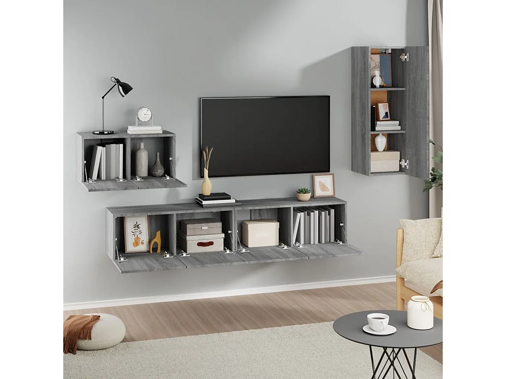 Berkfield 4 Piece TV Cabinet Set Grey Sonoma Engineered Wood