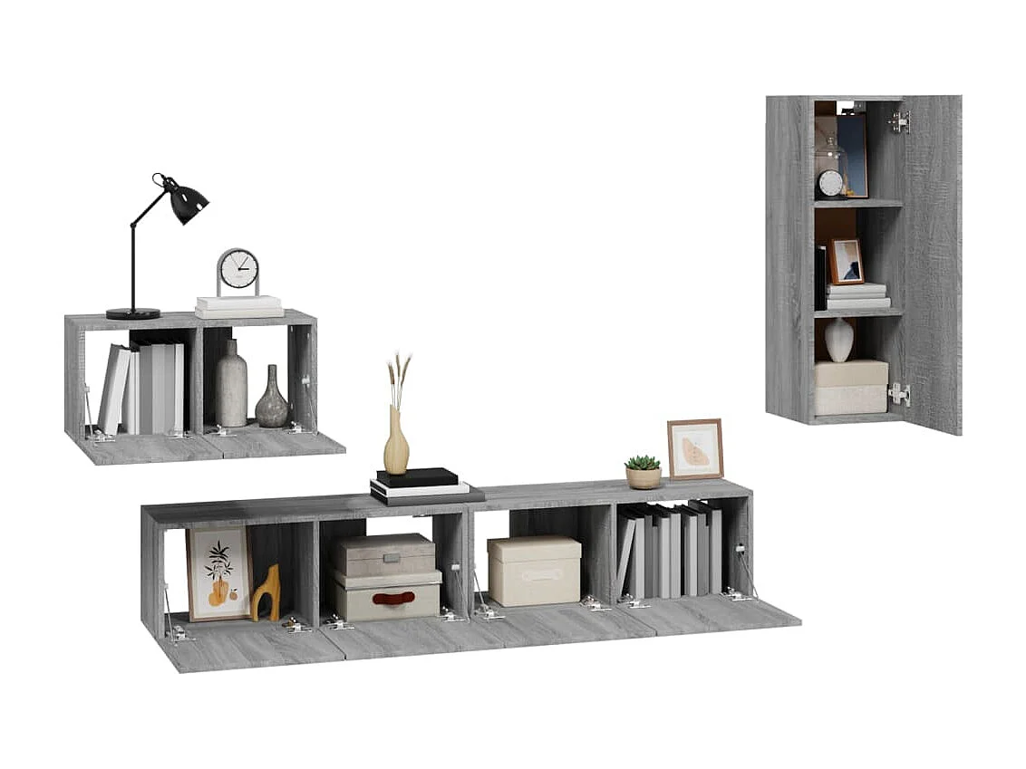 Berkfield 4 Piece TV Cabinet Set Grey Sonoma Engineered Wood