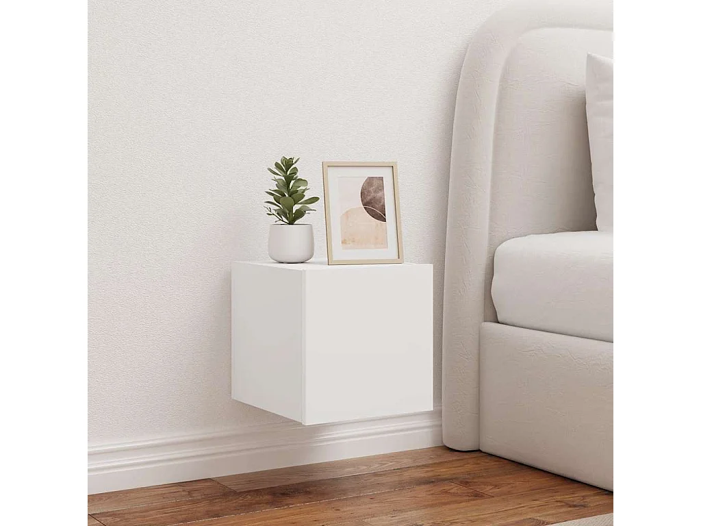 Berkfield TV Wall Cabinet with LED Lights White 30.5x35x30 cm