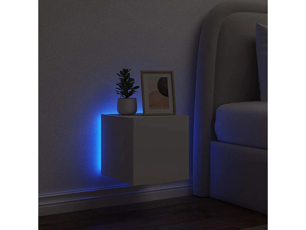 Berkfield TV Wall Cabinet with LED Lights White 30.5x35x30 cm