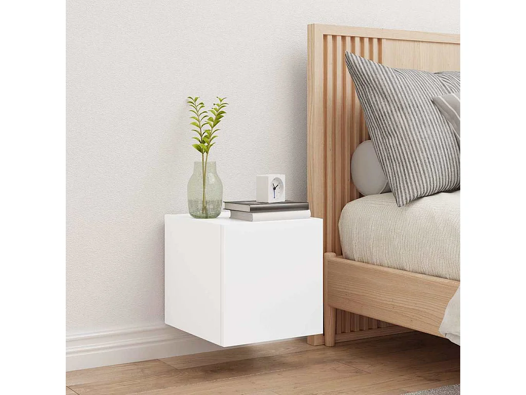 Berkfield TV Wall Cabinet with LED Lights White 30.5x35x30 cm