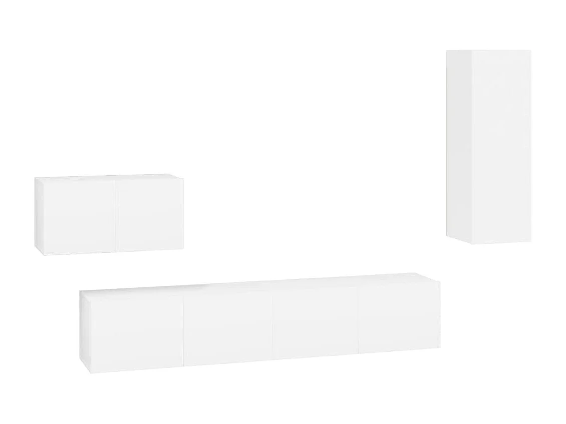 Berkfield 4 Piece TV Cabinet Set White Engineered Wood