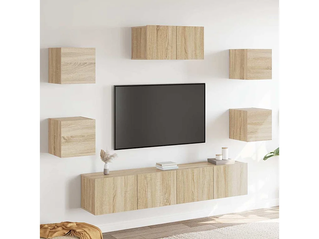 Berkfield 7 Piece TV Cabinet Set Sonoma Oak Engineered Wood