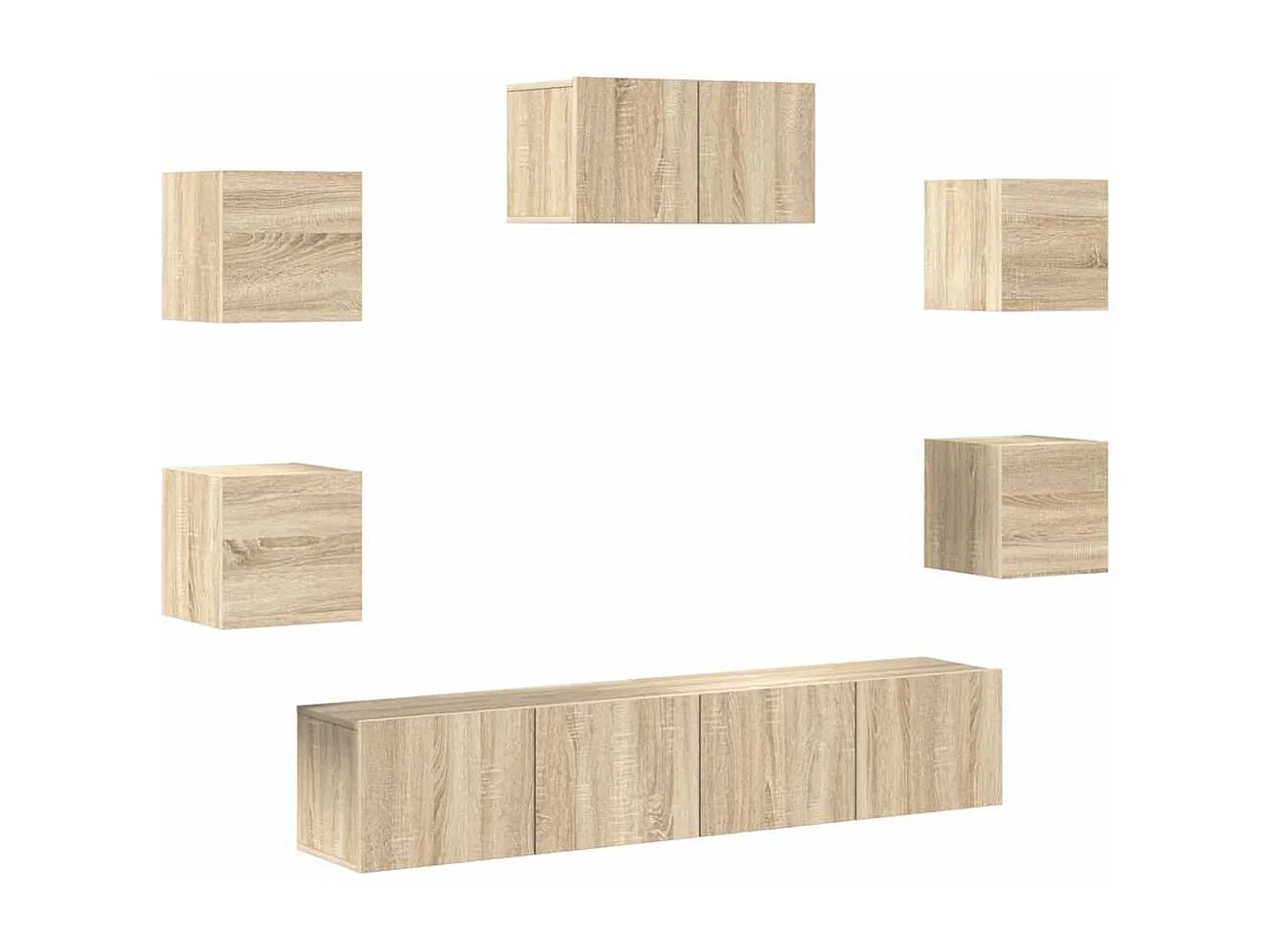 Berkfield 7 Piece TV Cabinet Set Sonoma Oak Engineered Wood