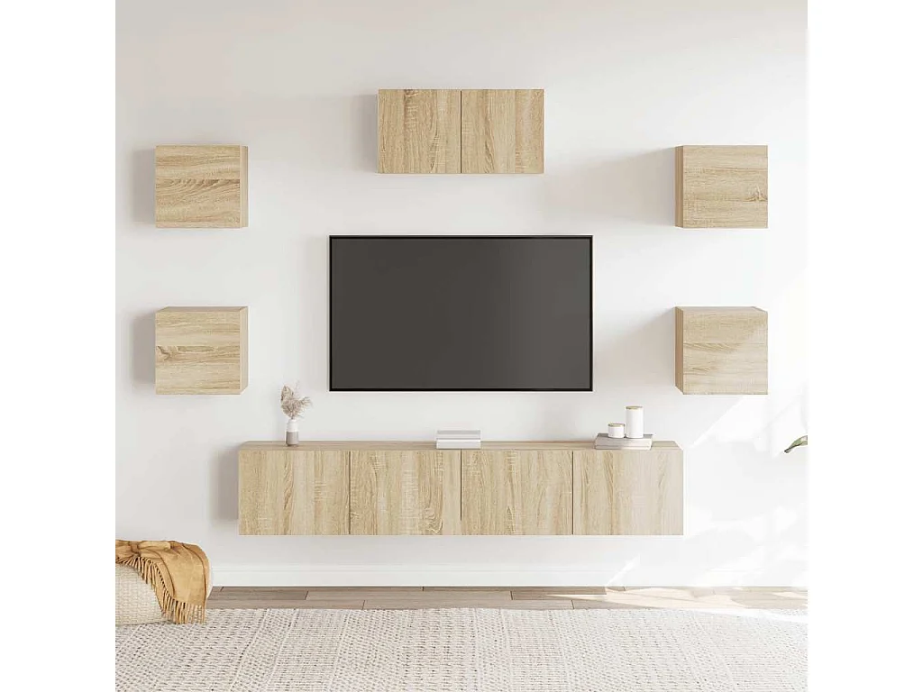 Berkfield 7 Piece TV Cabinet Set Sonoma Oak Engineered Wood
