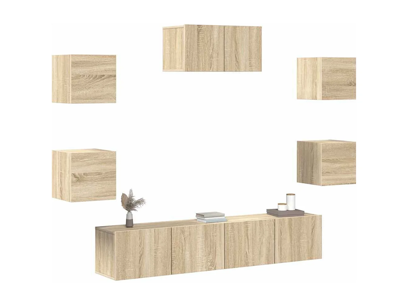 Berkfield 7 Piece TV Cabinet Set Sonoma Oak Engineered Wood