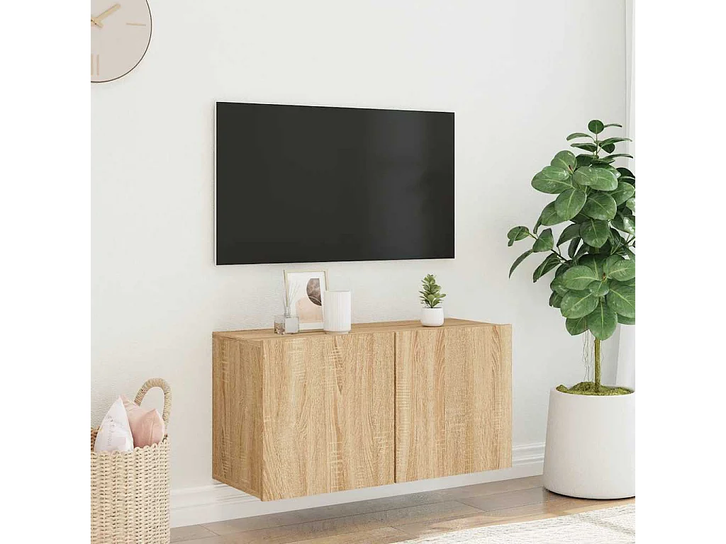 Berkfield TV Cabinet Wall-mounted Sonoma Oak 80x30x41 cm