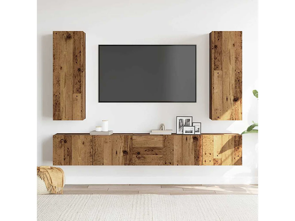 Berkfield 5 Piece TV Cabinet Set Wall-mounted Old Wood Engineered Wood