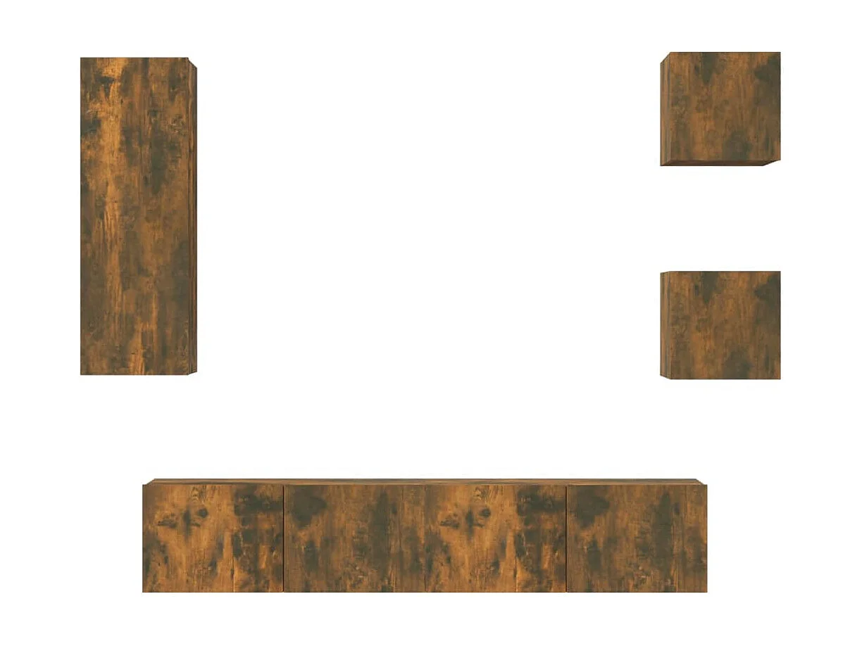 Berkfield 5 Piece TV Cabinet Set Smoked Oak Engineered Wood