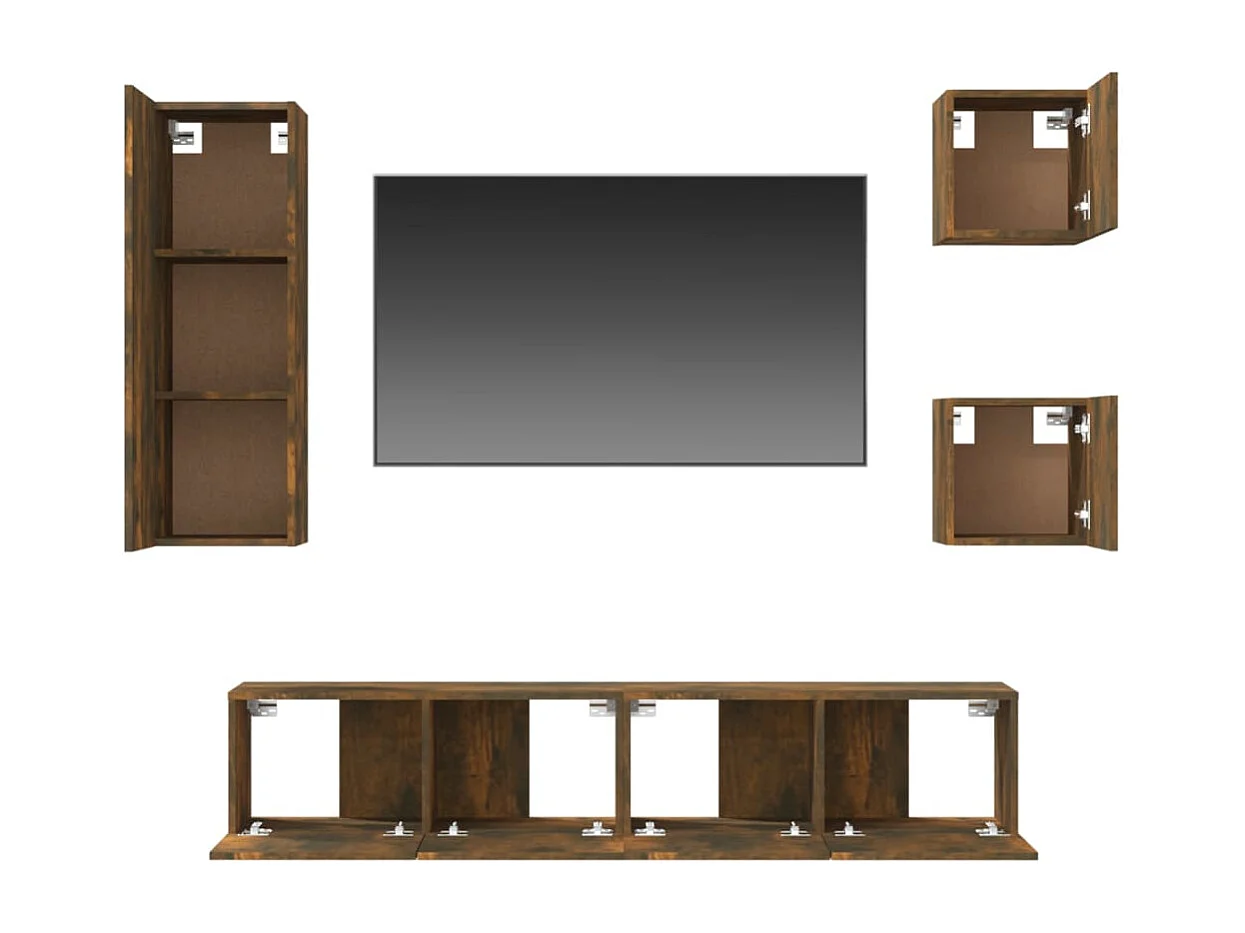 Berkfield 5 Piece TV Cabinet Set Smoked Oak Engineered Wood