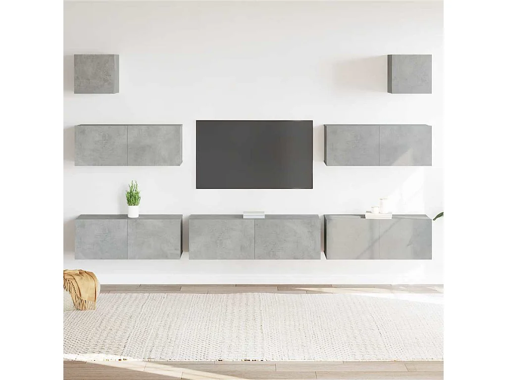Berkfield 7 Piece TV Cabinet Set Concrete Grey Engineered Wood