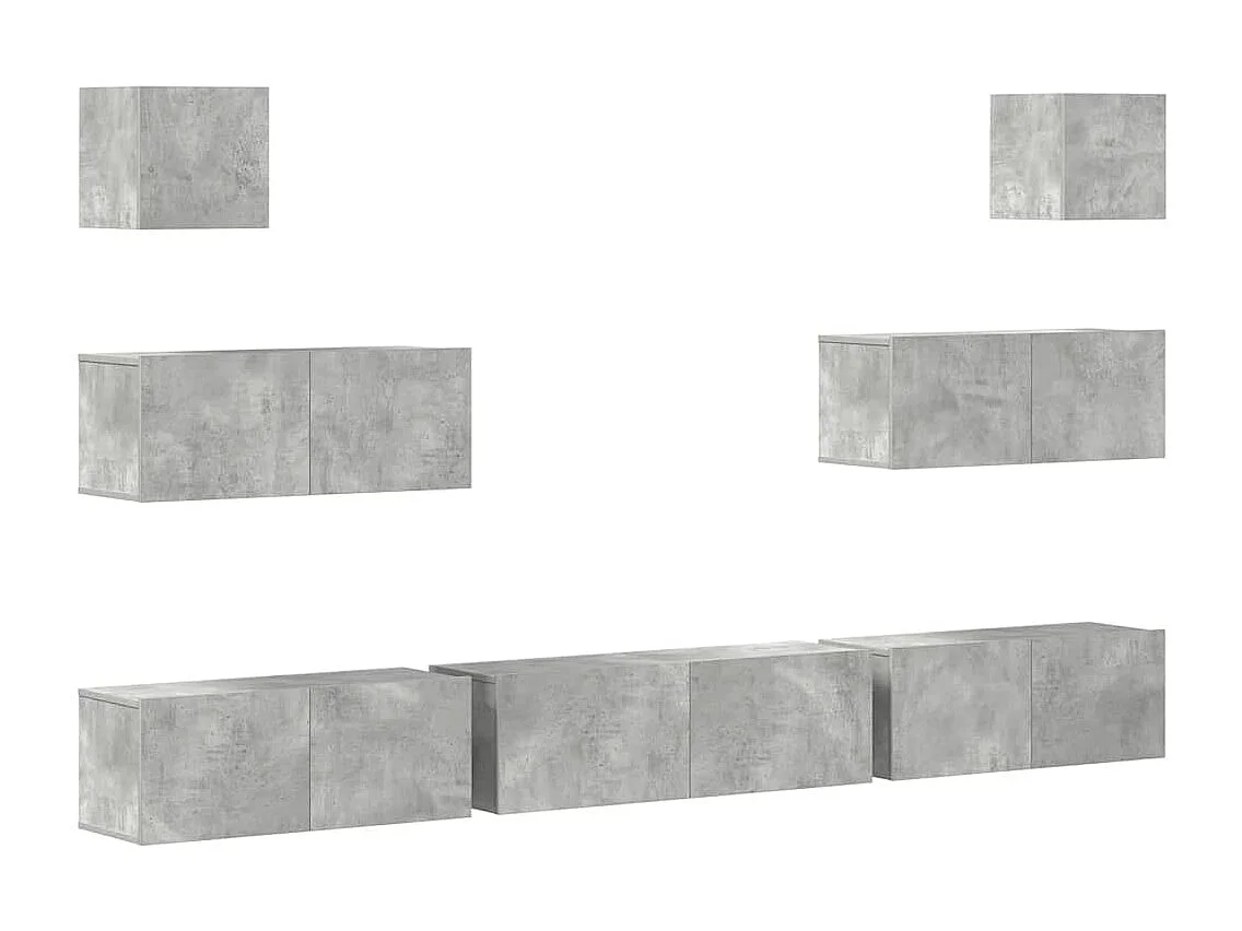 Berkfield 7 Piece TV Cabinet Set Concrete Grey Engineered Wood