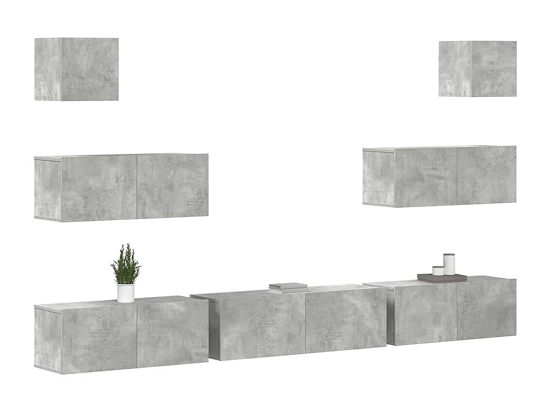 Berkfield 7 Piece TV Cabinet Set Concrete Grey Engineered Wood