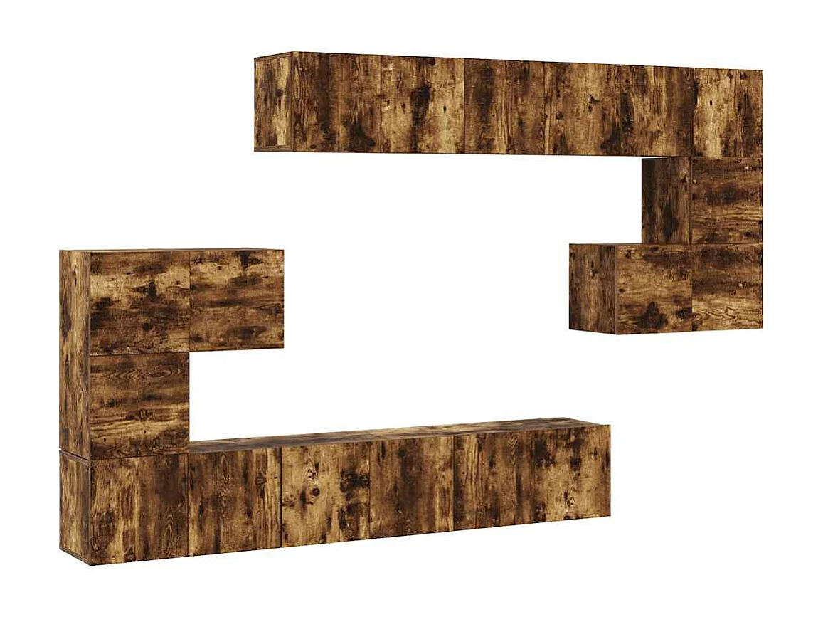 Berkfield 10 Piece TV Cabinet Set Smoked Oak Engineered Wood