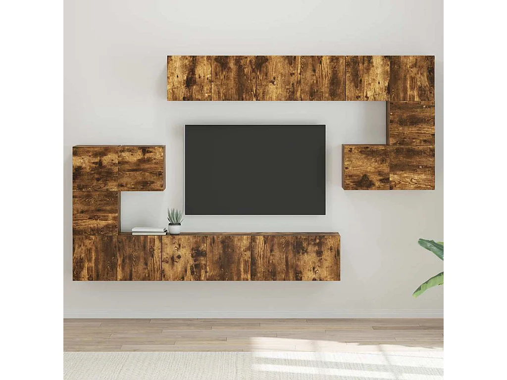 Berkfield 10 Piece TV Cabinet Set Smoked Oak Engineered Wood