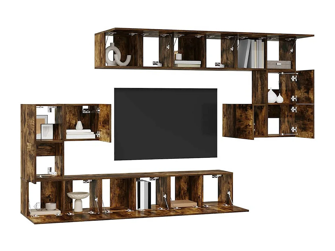 Berkfield 10 Piece TV Cabinet Set Smoked Oak Engineered Wood