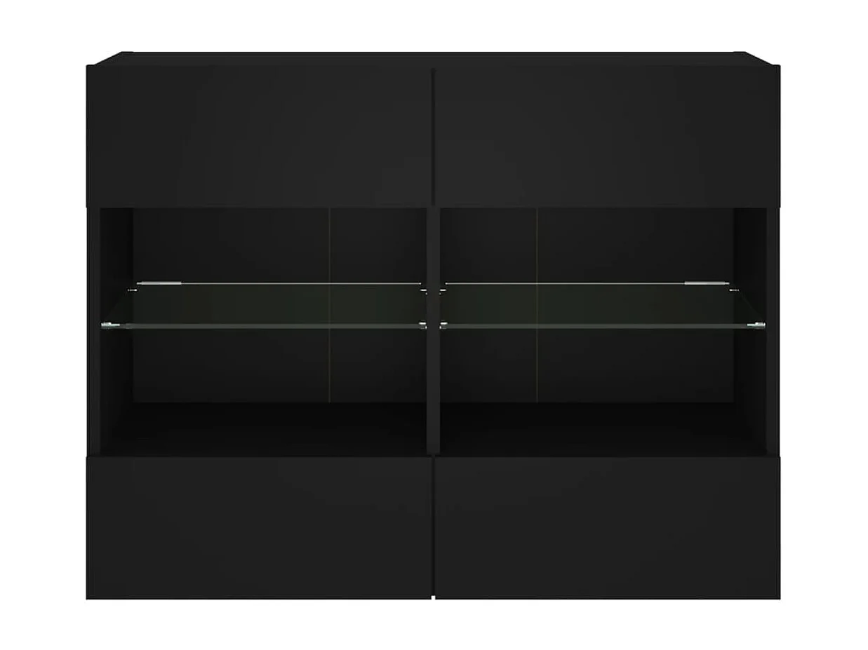Berkfield TV Wall Cabinet with LED Lights Black 78.5x30x60.5 cm