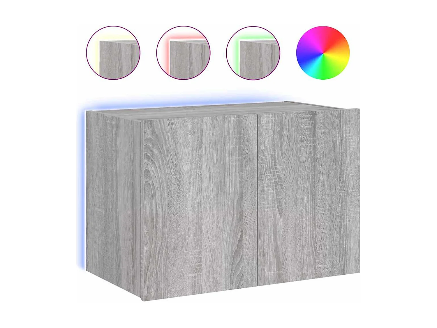 Berkfield TV Wall Cabinet with LED Lights Grey Sonoma 60x35x41 cm