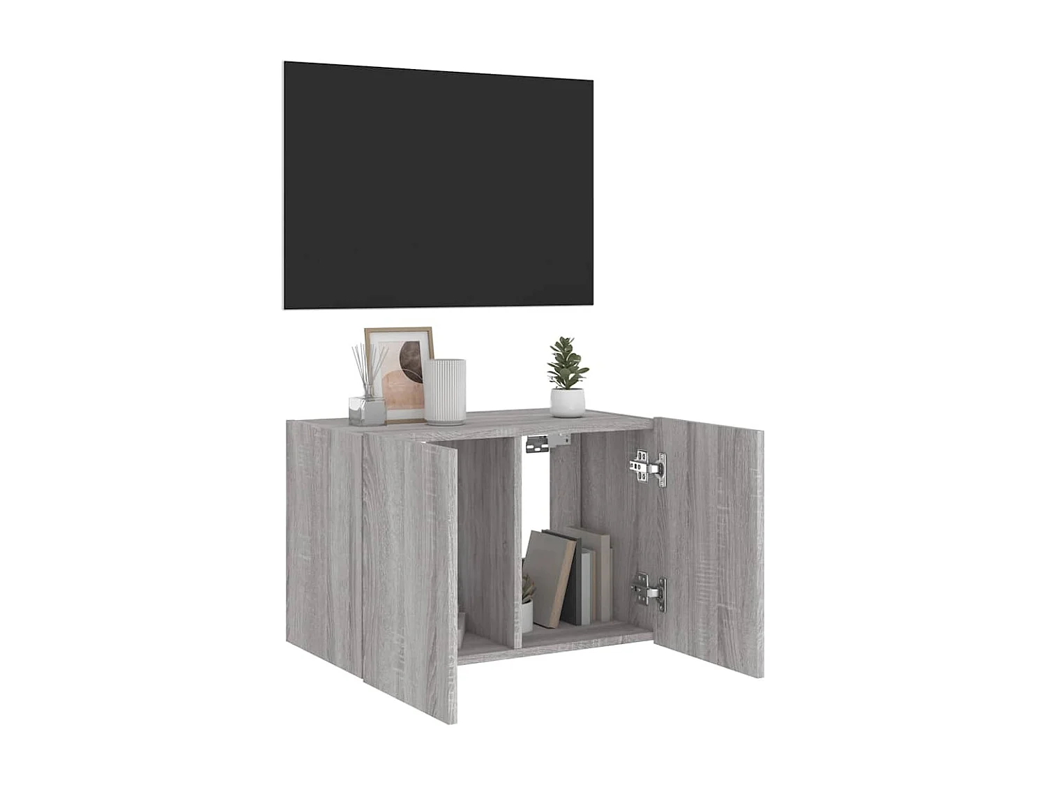 Berkfield TV Wall Cabinet with LED Lights Grey Sonoma 60x35x41 cm
