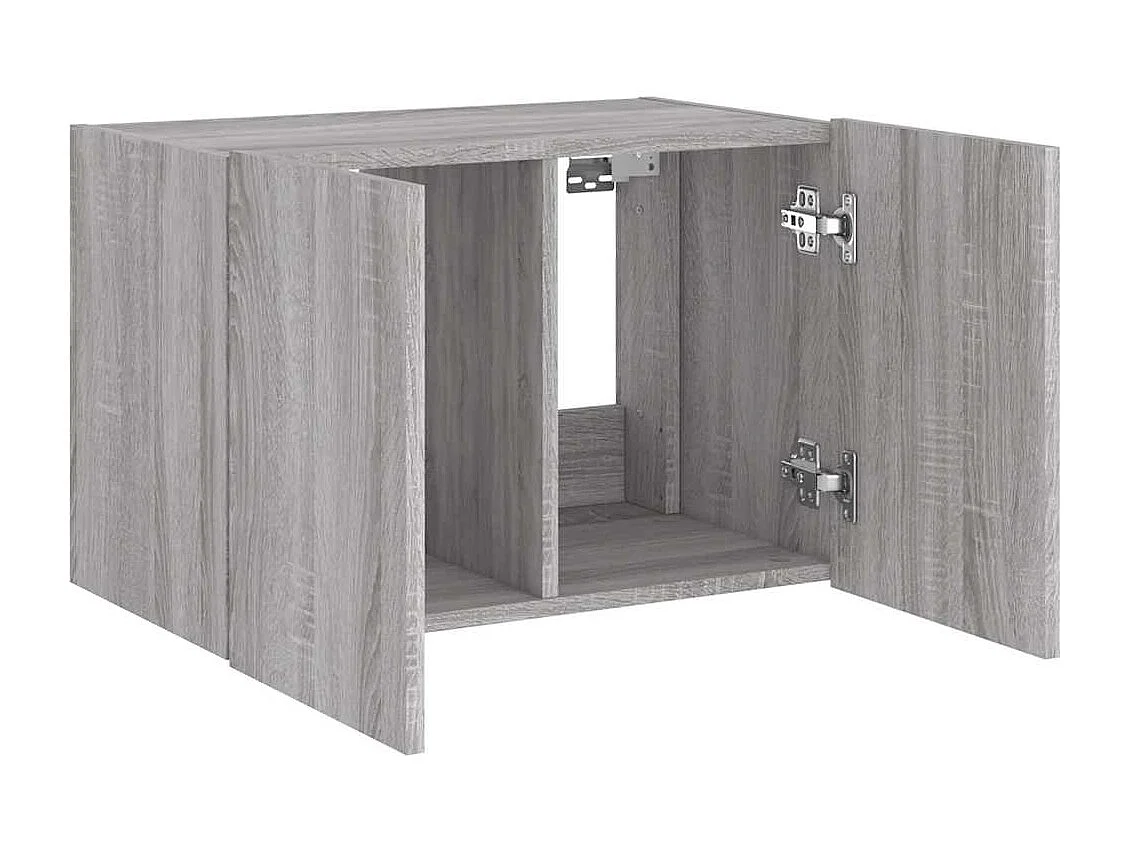 Berkfield TV Wall Cabinet with LED Lights Grey Sonoma 60x35x41 cm